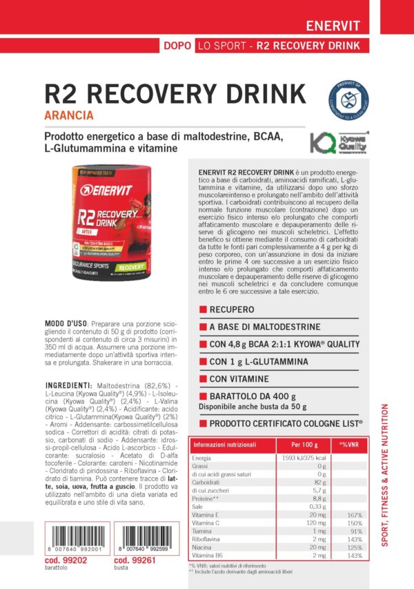 Produktbild ENERVIT R2 RECOVERY DRINK Orange, 400g