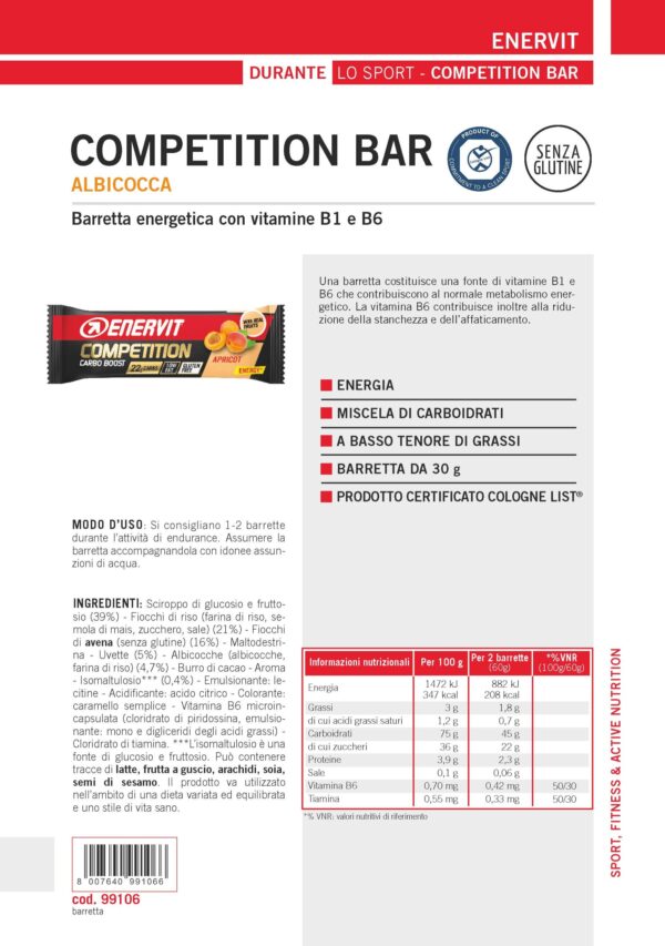 Produktbild ENERVIT Competition Bar Aprikose, 25 x 30 g