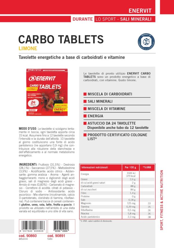 Produktbild ENERVIT Carbo Tablets Lemon, 24 x 4 g