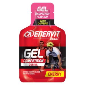 Produktbild ENERVIT GEL Competition Himbeere+Coffein TRIS, 8 x (3 x 25 ml)