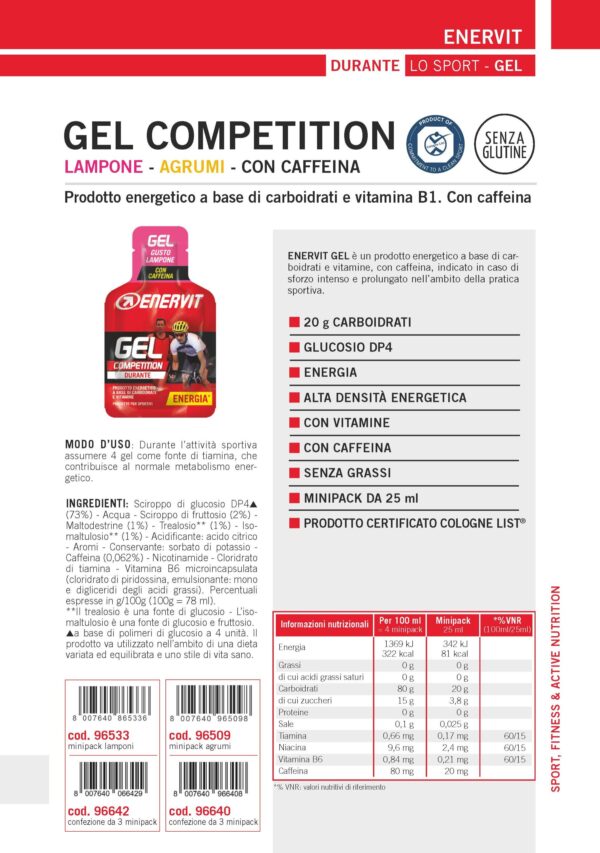 Produktbild ENERVIT GEL Competition Zitrus+Coffein TRIS, 8 x (3 x 25 ml)