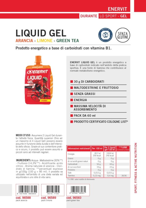 Produktbild ENERVIT LIQUID GEL Orange, 18 x 60 ml
