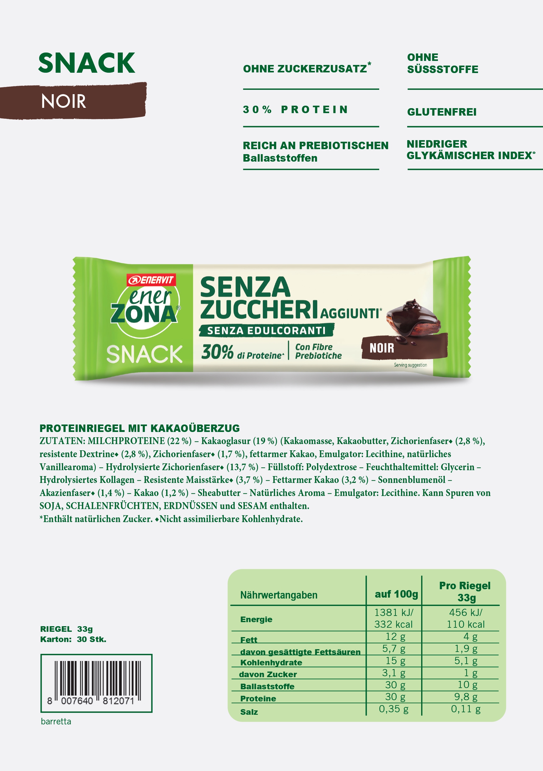 Produktbild ENERZONA Snack noir, 30 x 33 g