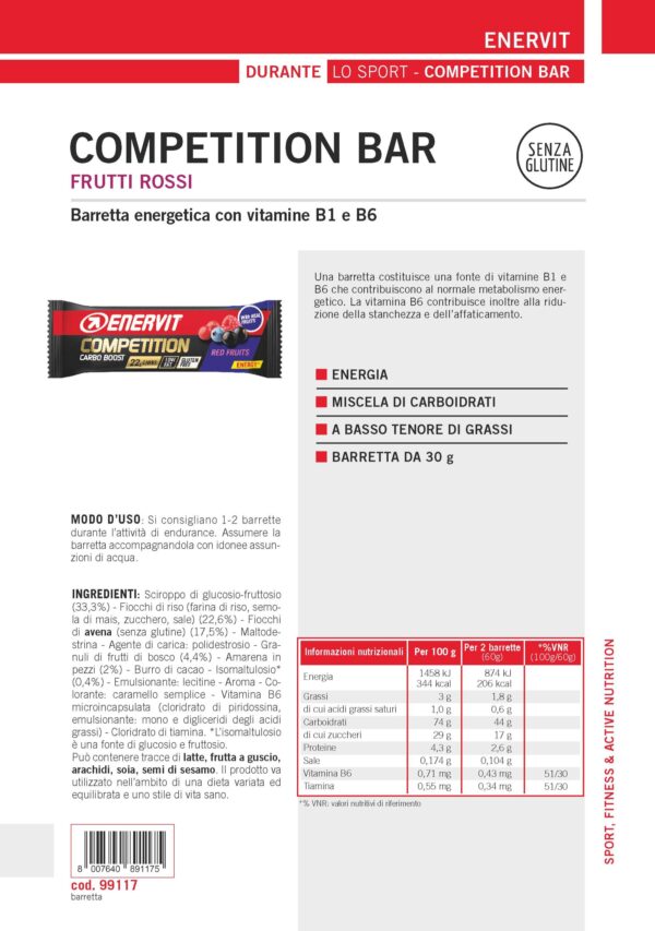 Produktbild ENERVIT Competition Bar Red Fruits, 25 x 30 g